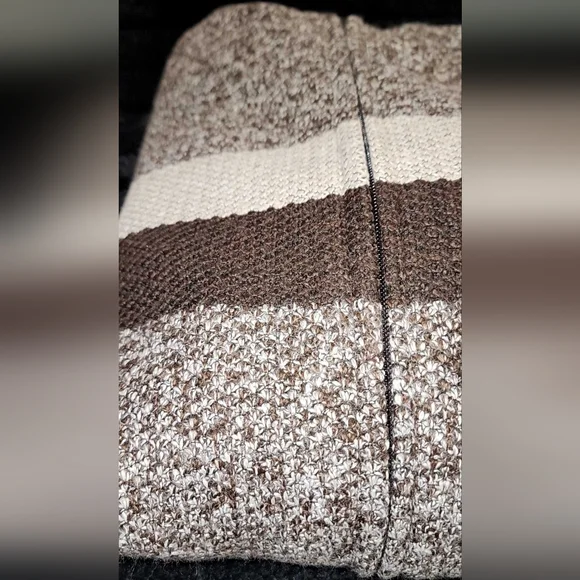 Men's Brown and Cream Striped Sweater